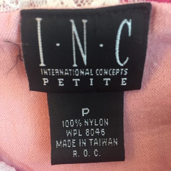INC petite pink white blouse floral nylon - Picture 3 of 5